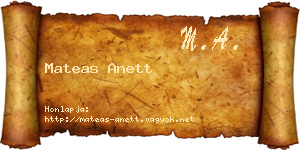 Mateas Anett névjegykártya